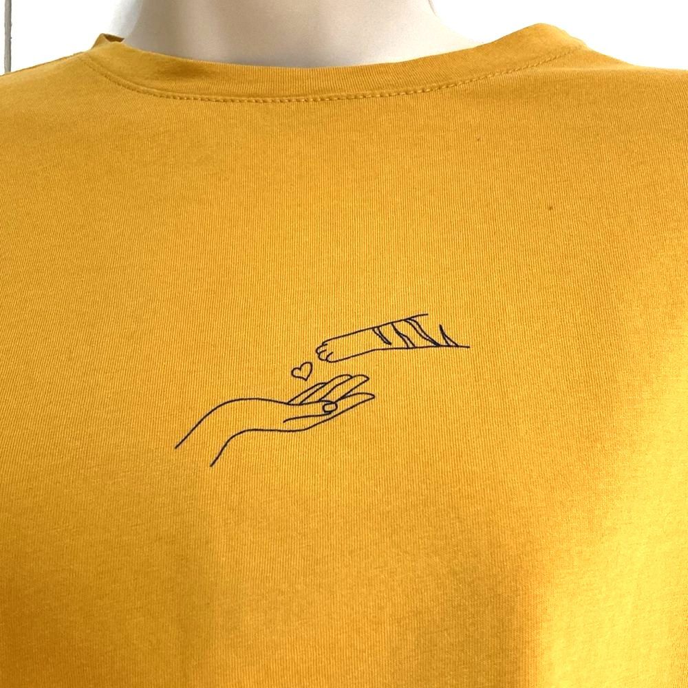 SEVEN SEVEN Human Hand holding Cat Paw Yellow Short Sleeve Shirt Unisex XL